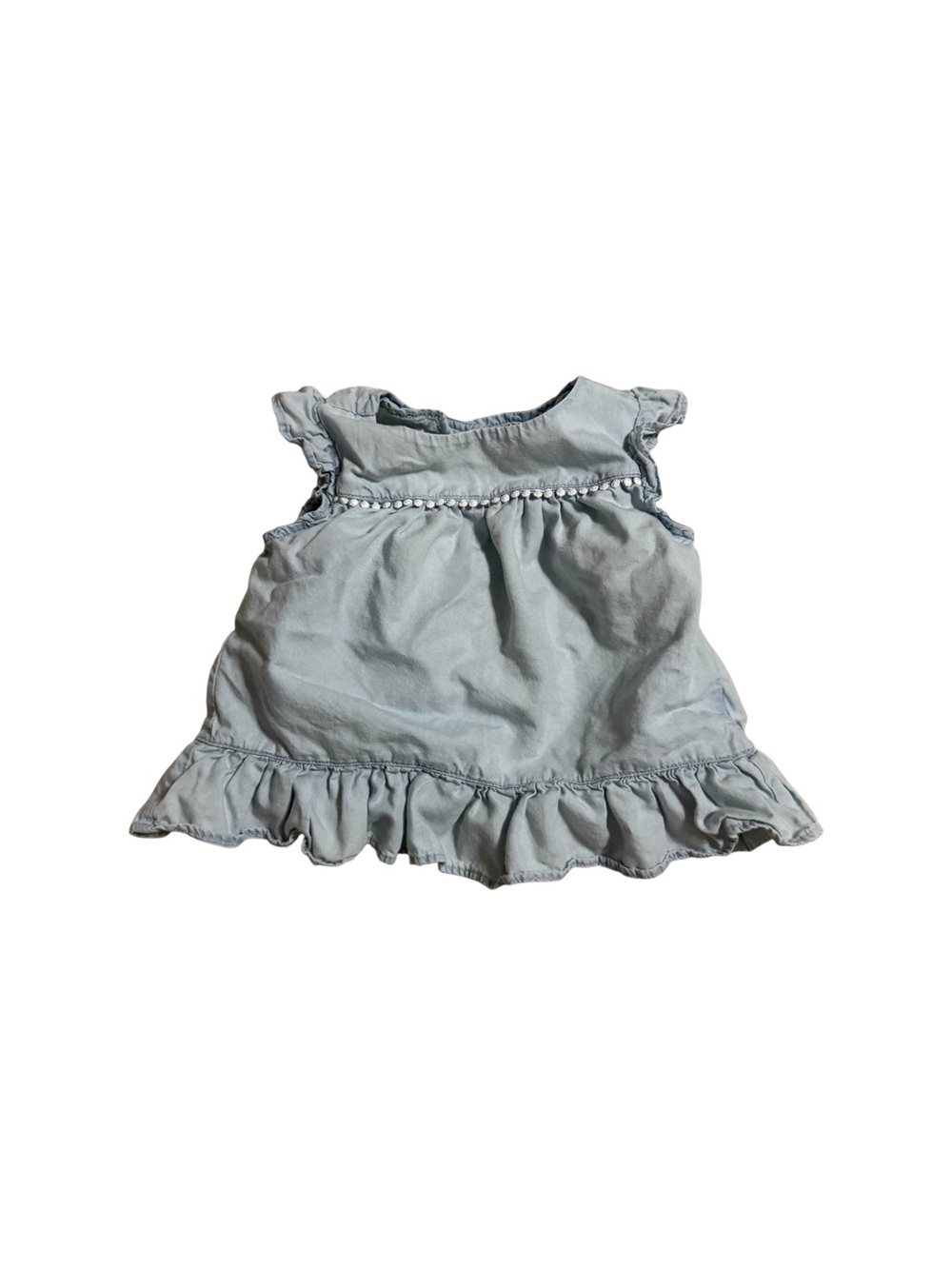 Oshkosh B’Gosh Light Blue Open Back Ruffle Trim Peplum Top Girls Size 3T